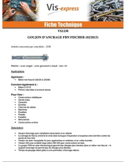 Ancrage FBN II 20X187 Filetée sur 90 Acier zingué - 5 pièces^Fischer Discount