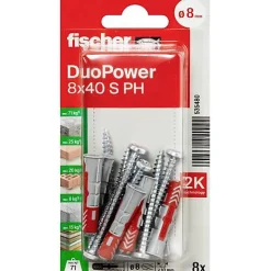 Fischer DuoPower 8 x 40 S PH - Lot cheville et vis Panhead 8 pièces-O91