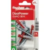 Fischer DuoPower 8 x 40 WH Set de 4 chevilles nylon avec crochets coudés - montage universel^O91