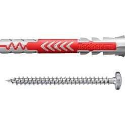 Fischer DUOPOWER cheville nylon 2 composants 6x50 mm, vis tête cylindrique incluse-O91 Discount