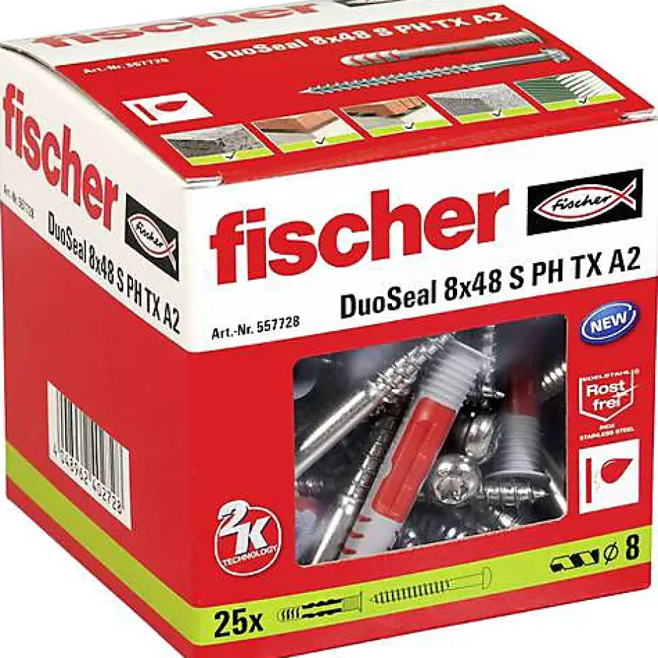 Fischer DuoSeal cheville 8 x 48 mm, inox, 25 pcs - étanchéité pour zones humides^O91 Outlet