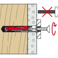 Fischer DUOTEC 12 S PH M LD Cheville à bascule pour plaques et matériaux pleins, 10 pièces, vis incluses^O91 Clearance