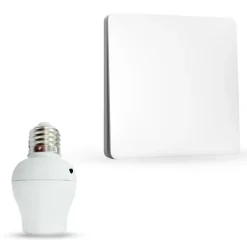 - Interrupteur Sans Fil ni Pile + Douille E27 - Contrôle à Distance 100 m - Énergie Cinétique - IP44 - Installation Facile^Fishtec New