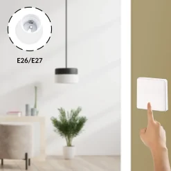 - Interrupteur Sans Fil ni Pile + Douille E27 - Contrôle à Distance 100 m - Énergie Cinétique - IP44 - Installation Facile^Fishtec New