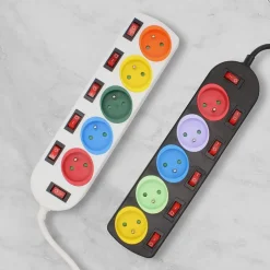 - Lot de 2 blocs multiprises colorées - Interrupteurs individuels - Câble 1,5 m - 16A - ABS robuste - NF^Fishtec Online