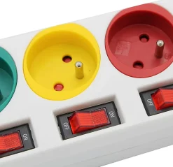 - Multiprise Trio Color - 3 prises avec interrupteurs + 2 ports USB - Câble 1,8 m - 3680W - ABS robuste^Fishtec Discount