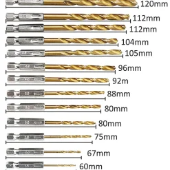 Foret Hélicoïdal en HSS 13Pcs Forets Hexagonaux en Acier Rapide avec Revêtement en Titane 1,5 Mm - 6,5 Mm pour Perçage du Bois^Deko Best