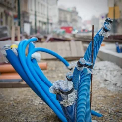 Gaine électrique enterrée FI50 mm 50 m annelée double paroi avec tire fil et manchon 450 N bleue-Edo Clearance