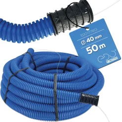 Gaine électrique enterrée FI40 mm 50 m annelée double paroi avec tire fil et manchon 450 N bleue^Edo Outlet