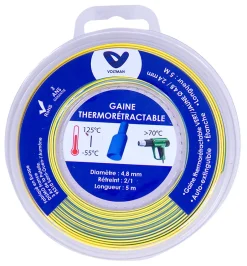 Gaine thermorétractable 5m vert/jaune Zenitech^Voltman Hot