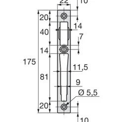 Gâche centrale aluminium largeur 22mm épaisseur 10mm anodisé argent - STREMLER - 2839.10.4-Stremler Assa Abloy Outlet