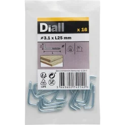 Gond à visser en acier zingué 25x10 mm - 16 pièces-Diall Online