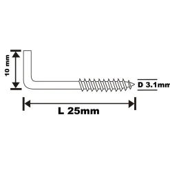Gond à visser en acier zingué 25x10 mm - 16 pièces-Diall Online