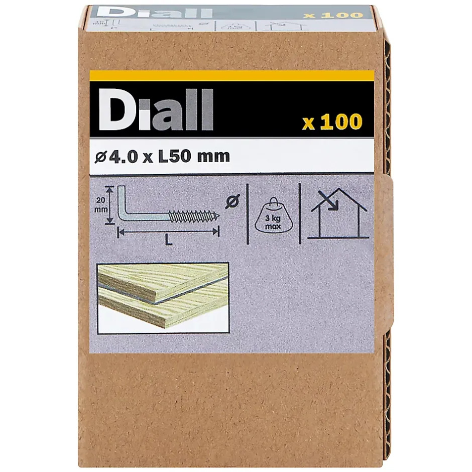 Gond à visser en acier zingué 50x23 - 100 pièces^Diall New