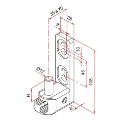 Gond de portail MULTIFIX L à axe réglable de 35 à 70mm pivot diamètre 12mm - - NA619027^Tirard New