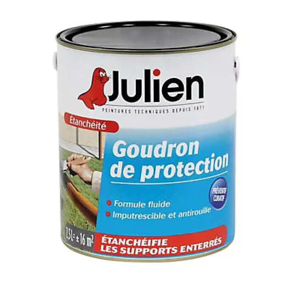 Goudron de protection extérieur pour bois et métaux ferreux noir satiné 2,5L-Julien Outlet