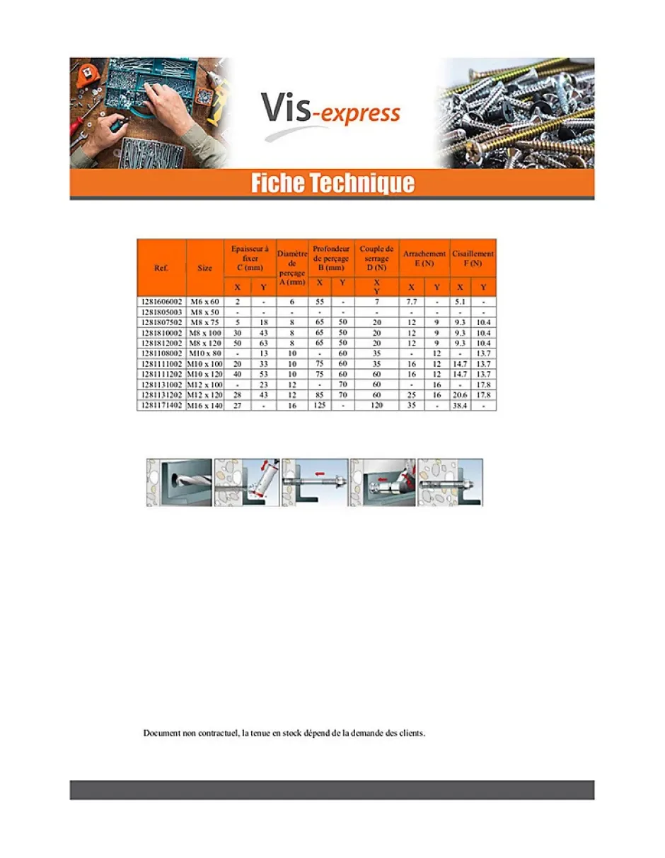 Goujon Ancrage M8X120 Acier zingué - 10 pièces-Vis Express Online