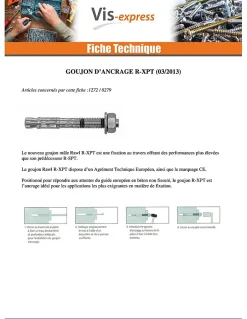 Goujon Ancrage R-XPT M20X125 Acier zingué - 1 pièce^Vis Express New