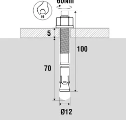 Goujon inox 12 x 100 mm, lot de 8 Marron-Scell-It Best