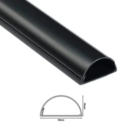 Goulotte décorative demi-ronde noire auto-adhésive 50 x 25 mm, 1 m-D-Line Discount