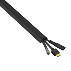 Goulotte décorative demi-ronde noire auto-adhésive 30x15mm, 2m^D-Line