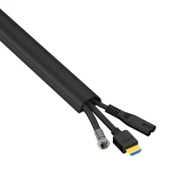 Goulotte décorative demi-ronde noire auto-adhésive 30 x 15 mm, 1 m^D-Line