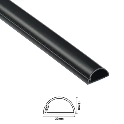 Goulotte décorative demi-ronde noire auto-adhésive 30 x 15 mm, 1 m^D-Line