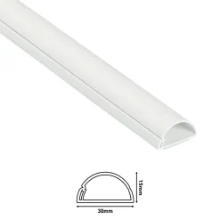 Goulotte décorative demi-ronde blanche auto-adhésive 30 x 15 mm, 1 m^D-Line Outlet