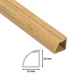 Goulotte décorative quart de cercle effet bois vernis auto-adhésive 22x22mm, 2m^D-Line Best