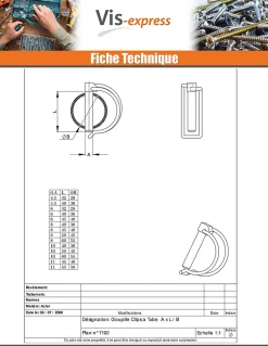 Goupille clips 8X60 Pour tube de 55 Acier zingué - 20 pièces-Vis Express Sale
