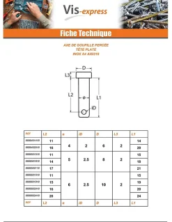 Goupille Tête plate 8X24 Percée 3 Inox A4 - 5 pièces-Vis Express Online