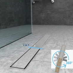 Caniveau de douche Siphon tournant 360 à carreler pour douche italienne largeur 100 cm^Grand Verre Sale