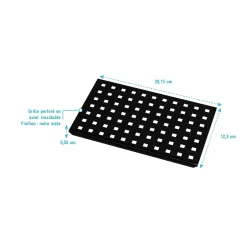 Grille perforée en inox Noir Mat pour receveur - 20.15x12.3x0.55cm - ROCK 2 GRID DRILL-Aurlane Best
