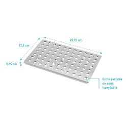 Grille perforée en inox pour receveur - 20.15x12.3x0.55cm - ROCK 2 GRID DRILL-Aurlane Discount