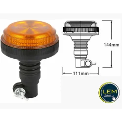 Gyrophare 30 LED IP67 - Fixation flexible pour tige - 12/24V-Lem Select