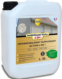 ImperGuard Ultra 4 en 1 Imperméabilisant HydrofugeAnti Dépôts Verts Durcisseur Certifié Contact Alimentaire 5L 40 m2^Guard Industrie Hot