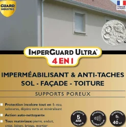 ImperGuard Ultra 4 en 1 Imperméabilisant HydrofugeAnti Dépôts Verts Durcisseur Certifié Contact Alimentaire 5L 40 m2^Guard Industrie Hot