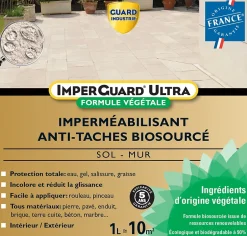 ImperGuard Ultra Formule Végétale Imperméabilisant Super Antitache Incolore Toute Pierre 1L 10m2^Guard Industrie Best