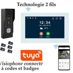 Interphone vidéo connectée 2 fils avec digicode et badges-Automatisme Passion Clearance