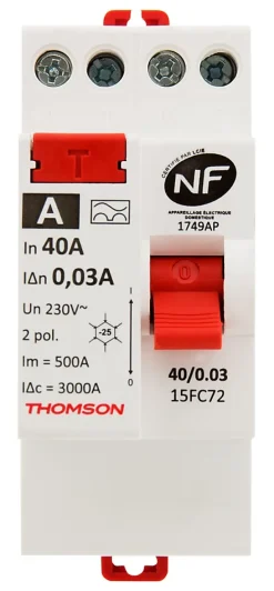 Interrupteur différentiel 40A type A-Thomson Outlet
