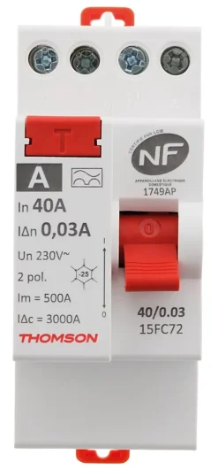 Interrupteur différentiel 40A type A-Thomson Outlet