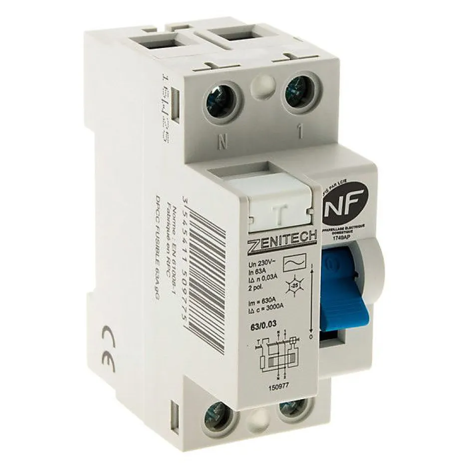 Interrupteur différentiel 63/2 30mA Type AC NF -^Zenitech Outlet