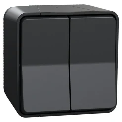 Interrupteur double va-et-vient étanche complet saillie Mureva Styl anthracite-Schneider Electric