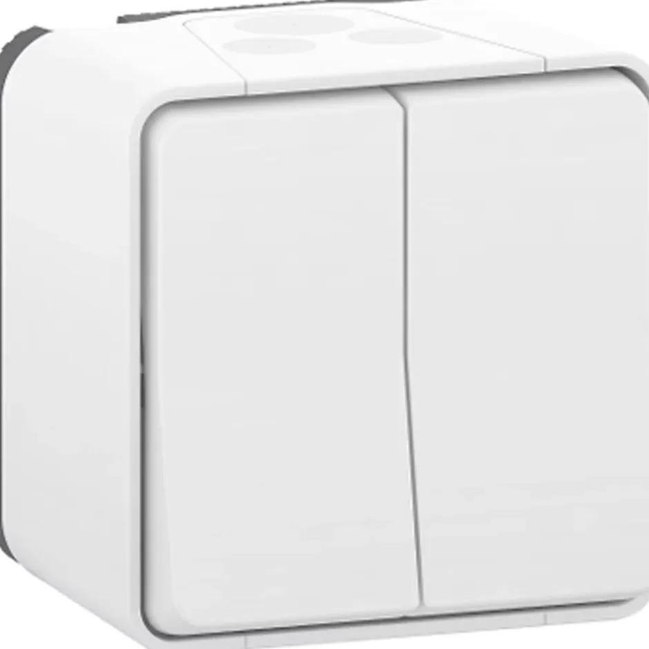 Interrupteur double va-et-vient étanche complet saillie Mureva Styl blanc^Schneider Electric Discount