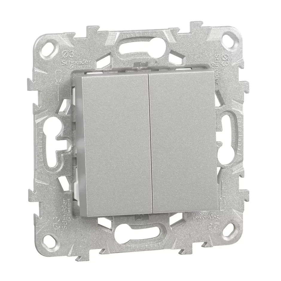 Interrupteur double va-et-vient connexion rapide 10A Unica Déco aluminium-Schneider Electric Best