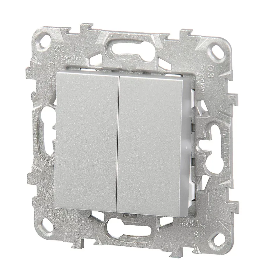 Interrupteur double va-et-vient connexion rapide 10A Unica Déco aluminium-Schneider Electric Best