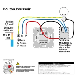 Interrupteur poussoir 10A à vis  Odace blanc-Schneider Electric Hot