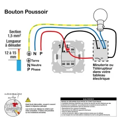 Interrupteur poussoir 10A  Ovalis blanc-Schneider Electric Hot