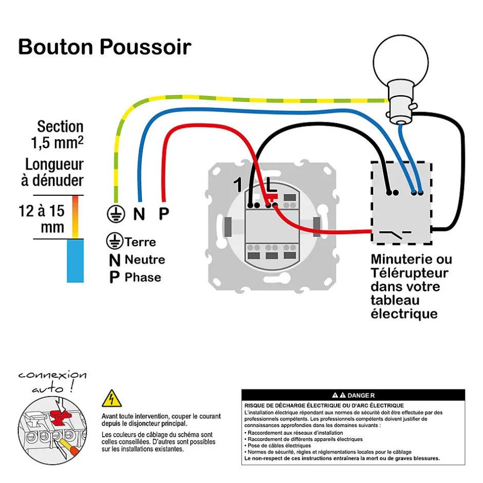 Interrupteur poussoir 10A Ovalis blanc-Schneider Electric Hot