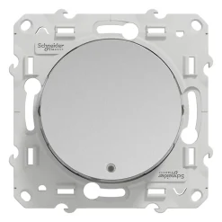 Interrupteur poussoir lumineux LED bleu 10A à vis  Odace aluminium^Schneider Electric Discount